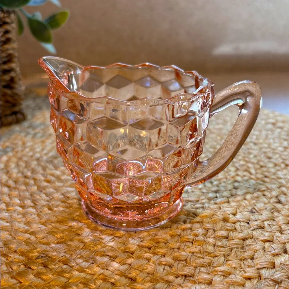 Pink Depression Glass Fostoria American Sugar & Creamer